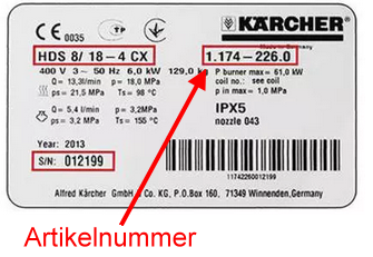 KÄRCHER Typenschild