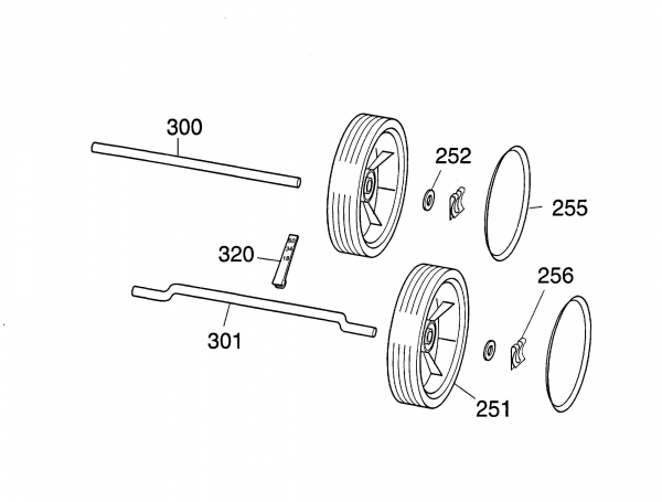 Ersatzteile WOLF-Garten Elektro Rasenmäher ohne Antrieb 2.132 E Typ: 4901000 Serie A  (1996) Achsen, Räder 