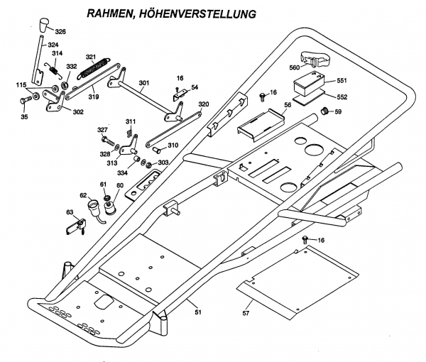 Ersatzteile WOLF-Garten  Cart SV 3 Typ: 6110000 Serie A  (1998) Höhenverstellung, Rahmen 