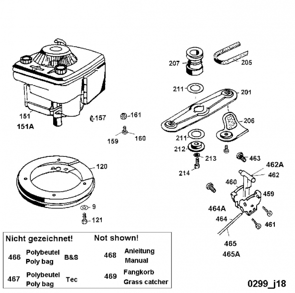 Ersatzteile WOLF-Garten Benzin Rasenmäher mit Antrieb 6.42 BAK Typ: 4728000 Serie A  (1999) Gaszug, Messer, Motor 