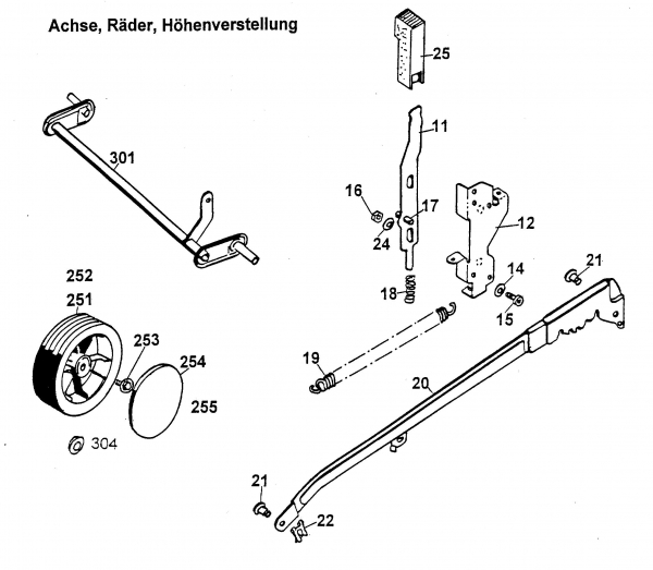 Ersatzteile WOLF-Garten Benzin Rasenmäher ohne Antrieb 4.42 B Typ: 4742880 Serie B  (1999) Höhenverstellung, Räder 