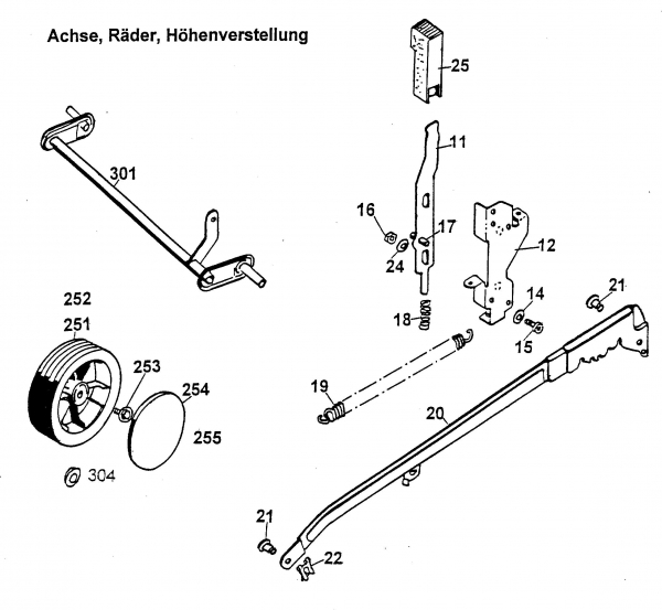 Ersatzteile WOLF-Garten Benzin Rasenmäher ohne Antrieb 4.42 TB Typ: 4763005 Serie A  (1999) Höhenverstellung, Räder 