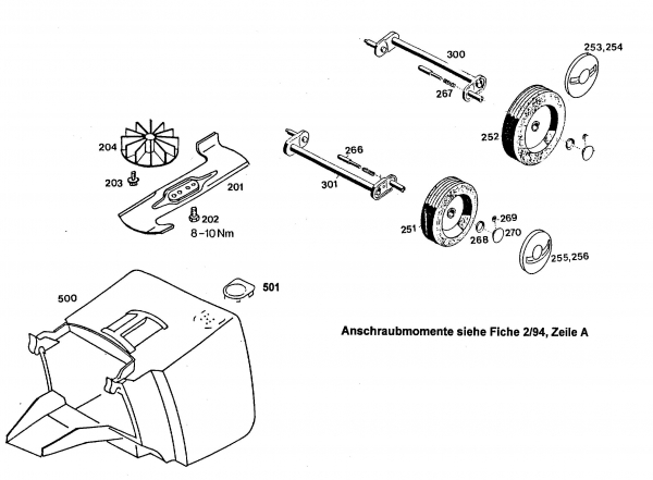 Ersatzteile WOLF-Garten Elektro Rasenmäher ohne Antrieb 4.32 E Typ: 4932000 Serie D, E  (1996) Grasfangkorb, Messer, Räder 