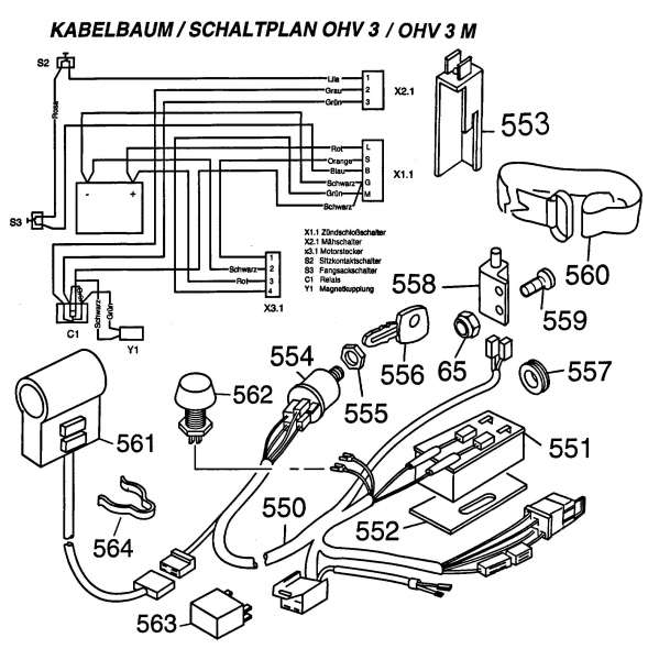 Ersatzteile WOLF-Garten Scooter SV 4 Typ: 6150000 Serie B  (1999) Kabelbaum, Schaltplan 