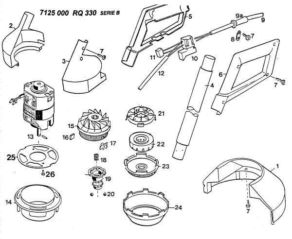 Ersatzteile WOLF-Garten Elektro Rasentrimmer RQ 330 Typ: 7125 000  (1996) Grundgerät 