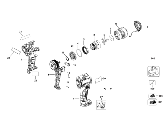 DEWALT Ersatzteile AKKU DREHMOMENTSCHLÜSSEL DCF903GJ1G1 Typ: 1 QU