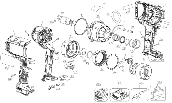 DEWALT Ersatzteile AKKU DREHMOMENTSCHLÜSSEL DCF898B Typ: 4 QU