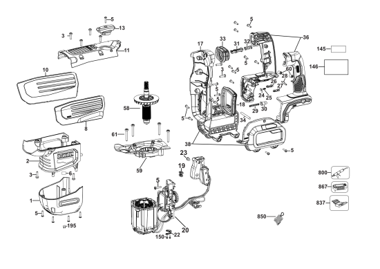DEWALT Ersatzteile DCH733B Typ: 2 QU