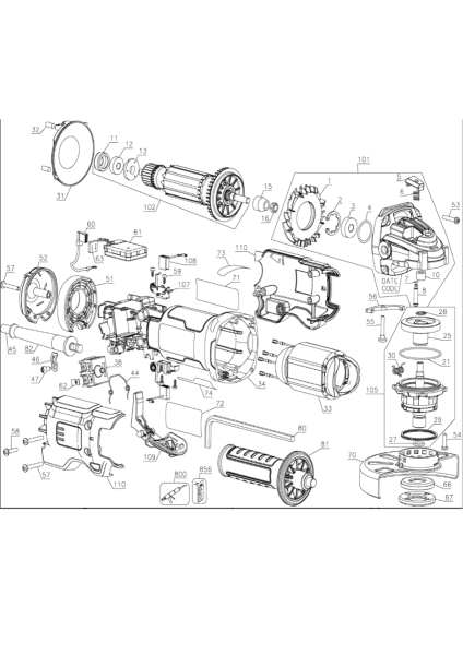 DEWALT Ersatzteile DWE43114N Typ: 15 QU