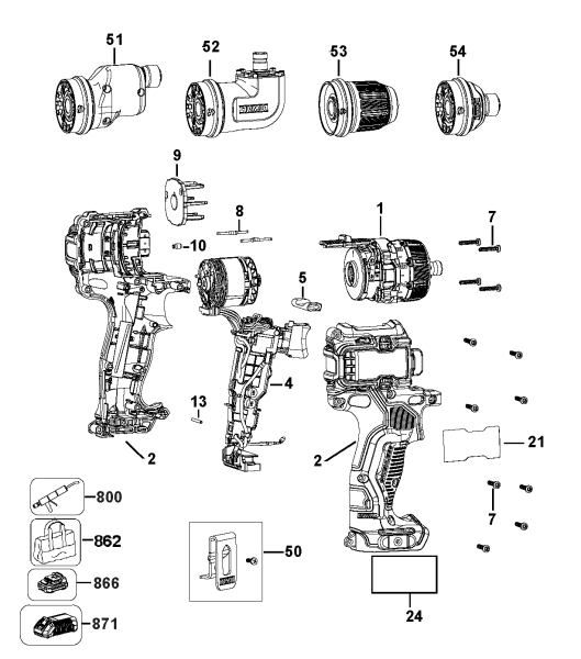 DEWALT Ersatzteile AKKU SCHRAUBER DCD703F1 Typ: 1 QU