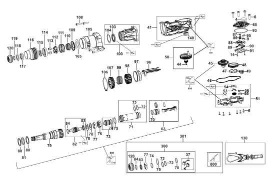 DEWALT Ersatzteile DREHHAMMER D25733K Typ: 2 QU