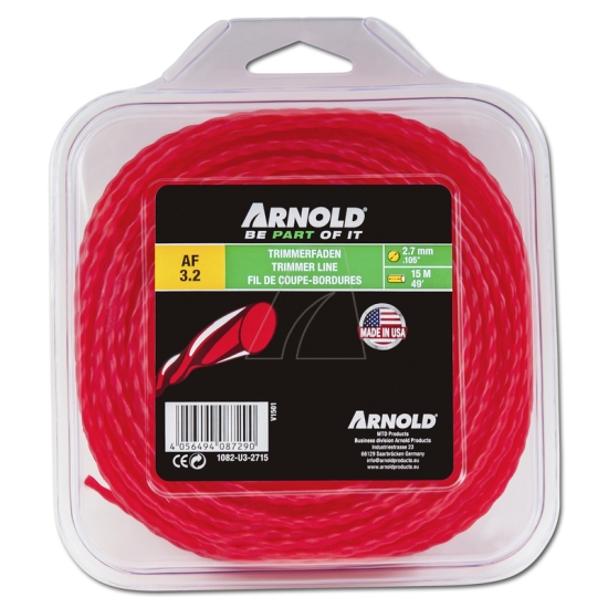 Arnold Ersatzteil Trimmerfaden AF 3.2, 2.7 mm x 15 m, rot, rund, gedreht einfach online kaufen.