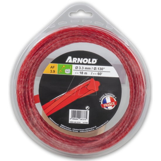 Arnold Ersatzteil Trimmerfaden AF 3.9, 3.3 mm x 18.3 m, rot, rund, gedreht einfach online kaufen.