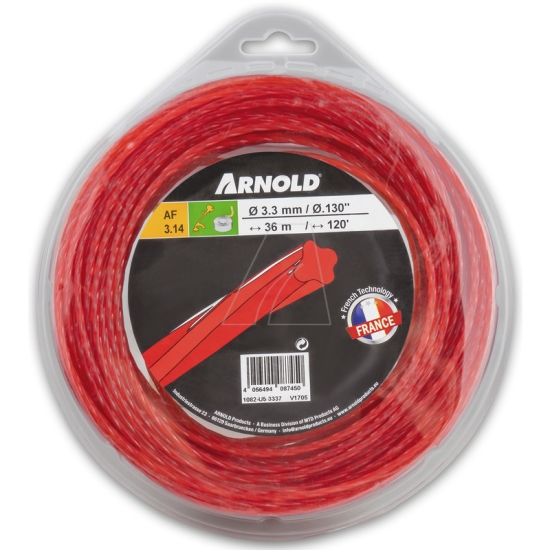 Arnold Ersatzteil Trimmerfaden AF 3.14, 3.3 mm x 36.5 m, rot, rund, gedreht einfach online kaufen.