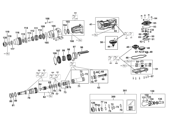 DEWALT Ersatzteile AKKU BOHRHAMMER DCH735X2 Typ: 1 QU