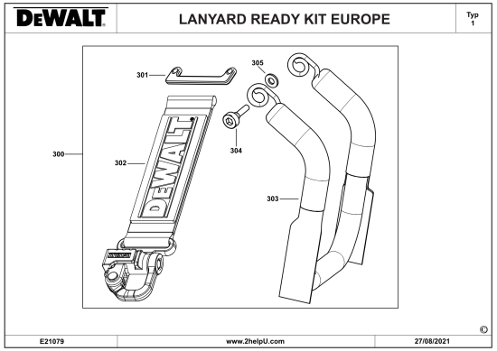 DEWALT Ersatzteile AKKU-BOHRMASCHINE 18V LI-ION DCD997 Typ: 1 QW