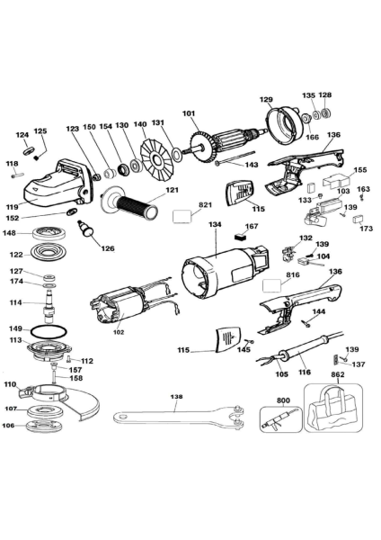 DEWALT Ersatzteile WINKELSCHLEIFER DW840 Typ: 15 QU