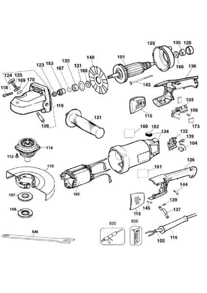 DEWALT Ersatzteile WINKELSCHLEIFER DW831 Typ: 15 QU