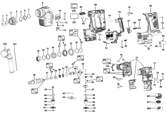 DEWALT Ersatzteile DCH273B Typ: 20 QU