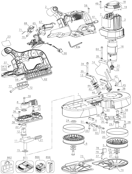 DEWALT Ersatzteile DCS371P1 Typ: 20 QU
