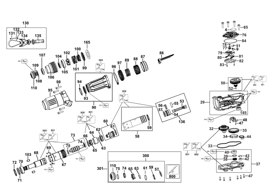 DEWALT Ersatzteile AKKU BOHRHAMMER DCH775X2 Typ: 1 QU