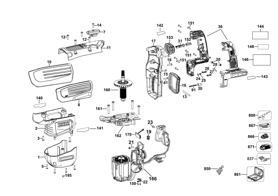 DEWALT Ersatzteile AKKU BOHRHAMMER DCH775X2 Typ: 1 QU