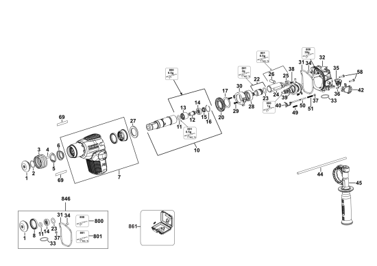 DEWALT Ersatzteile DREHHAMMER DCH172E2T Typ: 1 QW