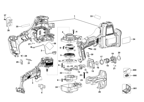 DEWALT Ersatzteile SÄBELSÄGE DCS369E1T Typ: 1 XJ