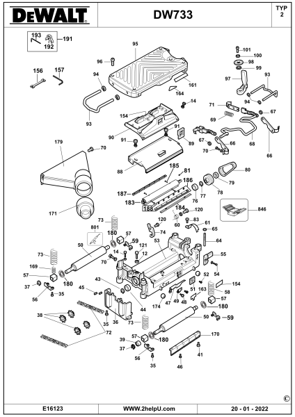 DEWALT Ersatzteile HOBEL-SPANNTIEFEN DW733 Typ: 2 QS