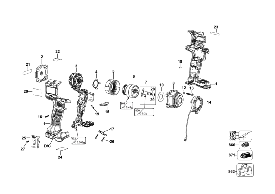 DEWALT Ersatzteile SCHLAGSCHRAUBENSCHL. DCF923E1 Typ: 1 QU