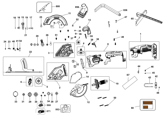 DEWALT Ersatzteile KREISSGE DCS571E1 Typ: 1 QU