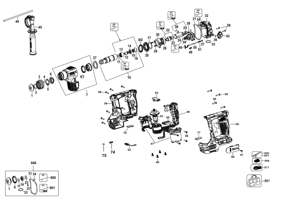 DEWALT Ersatzteile DREHHAMMER DCH072G2 Typ: 1 QU