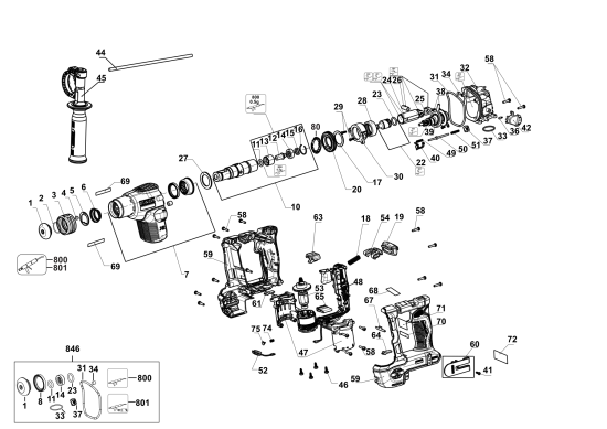 DEWALT Ersatzteile DREHHAMMER DCH172B Typ: 1 QU