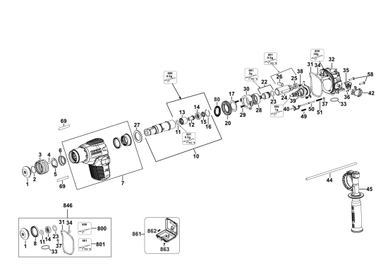 DEWALT Ersatzteile DREHHAMMER DCH172E2T Typ: 1 QW