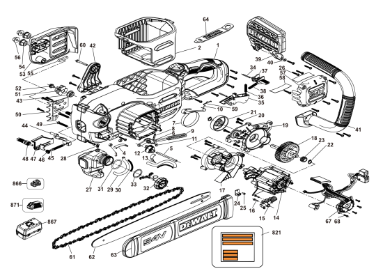 DEWALT Ersatzteile KETTENSÄGE DCCS672X1 Typ: 1 QU