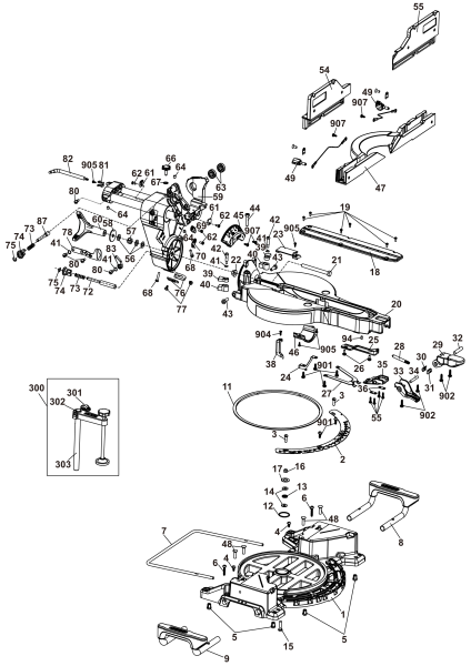 DEWALT Ersatzteile GEHRUNGSSÄGE DCS781X1 Typ: 20 QU
