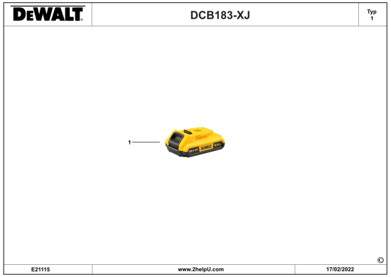 DEWALT Ersatzteile BATTERIE DCB183 Typ: 1 XJ