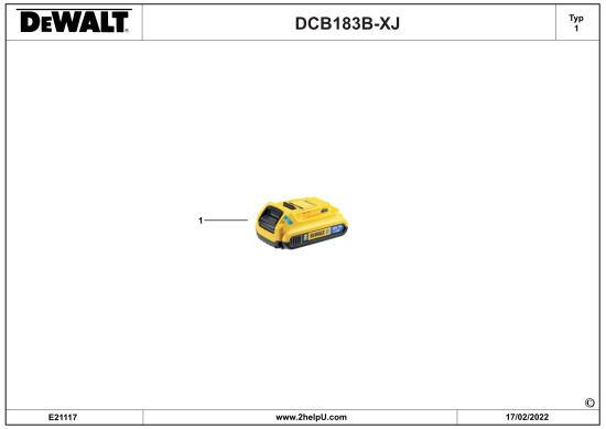 DEWALT Ersatzteile BATTERIE DCB183B Typ: 1 XJ