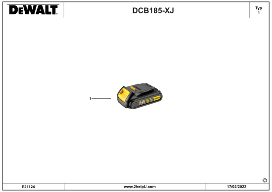 DEWALT Ersatzteile BATTERIE DCB185 Typ: 1 XJ