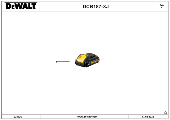 DEWALT Ersatzteile BATTERIE DCB187 Typ: 1 XJ