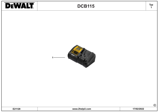 DEWALT Ersatzteile BATTERIE-LADEGERÄT DCB115 Typ: 1 QW