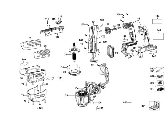 DEWALT Ersatzteile MEISSELHAMMER DCH832X1 Typ: 1 QU