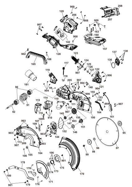 DEWALT Ersatzteile GEHRUNGSSÄGE DCS781B Typ: 20 QU