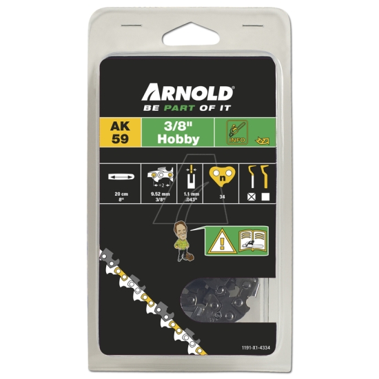 Arnold Ersatzteil Sägekette 3/8"" LP, 1,1 mm, 34TG, mit Sicherheitstreibglied, Halbmeißel einfach online kaufen.