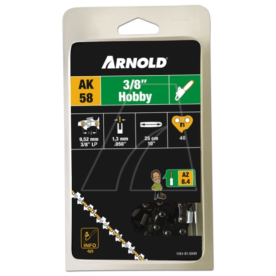Arnold Ersatzteil Sägekette 3/8"" LP, 1,3 mm, 40TG, mit Sicherheitstreibglied, Halbmeißel einfach online kaufen.
