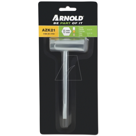 Arnold Ersatzteil Zündkerzenschlüssel 17 mm x 21 mm x 70 mm einfach online kaufen.