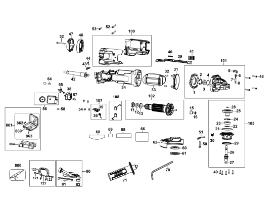 DEWALT Ersatzteile KLEINER WINKELSCHLEIFER DWE4257KT Typ: 1 QS