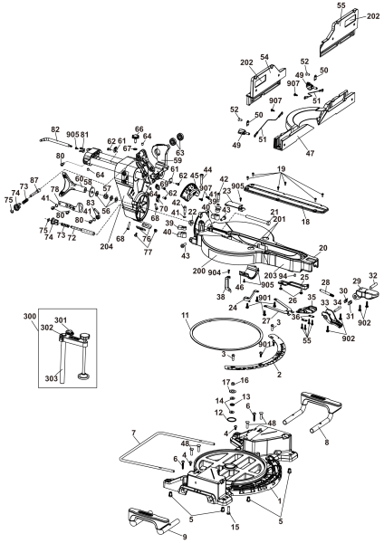 DEWALT Ersatzteile GEHRUNGSSÄGE DCS781N Typ: 21 XJ