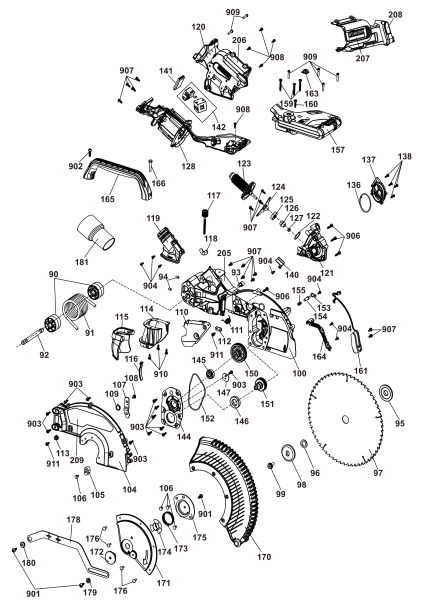 DEWALT Ersatzteile GEHRUNGSSÄGE DCS781N Typ: 21 XJ