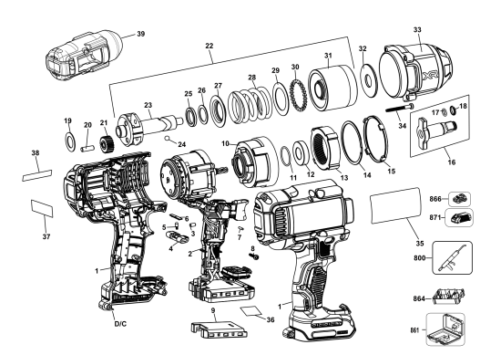 DEWALT Ersatzteile SCHLAGSCHRAUBENSCHL. DCF900P2T Typ: 1 QW